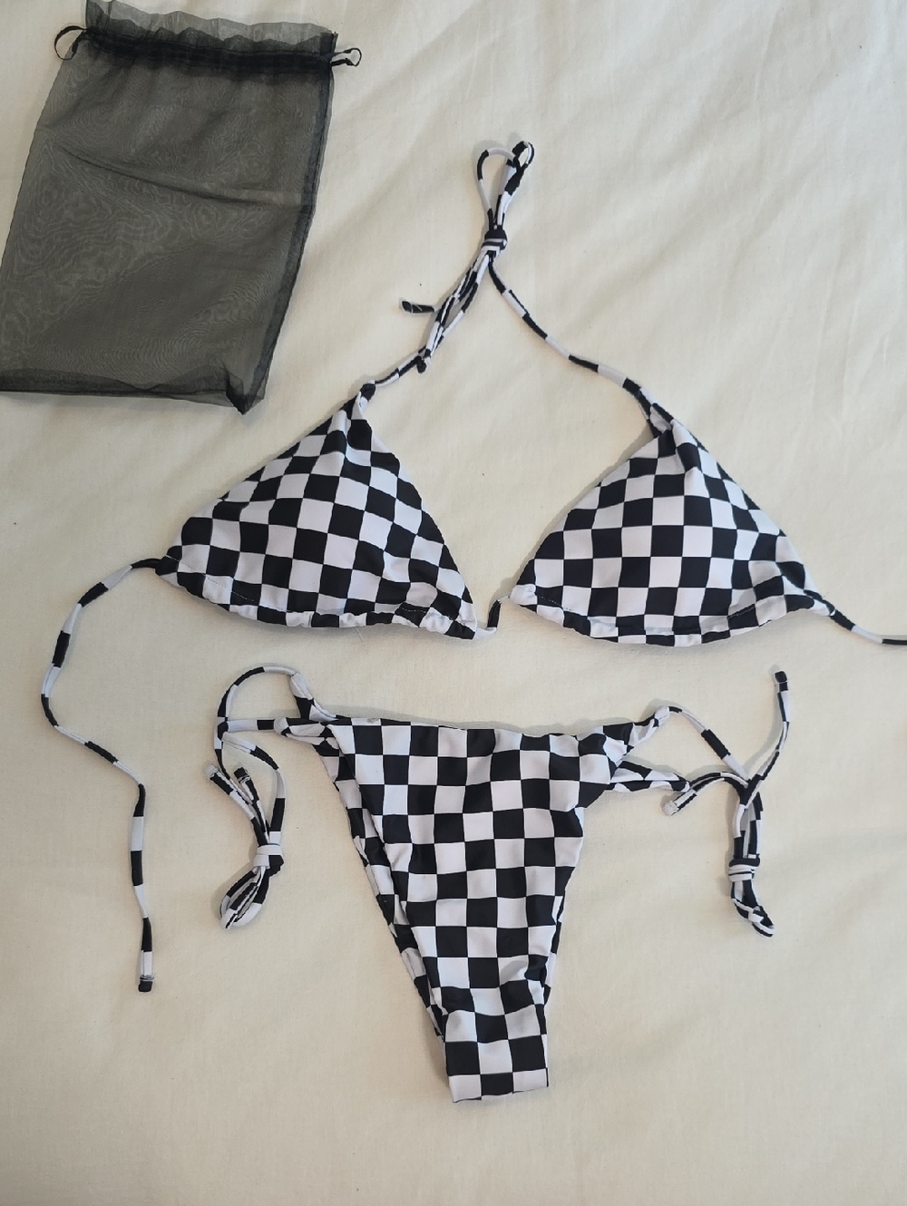 Checkered F1 Racing Bikini, L, NWT